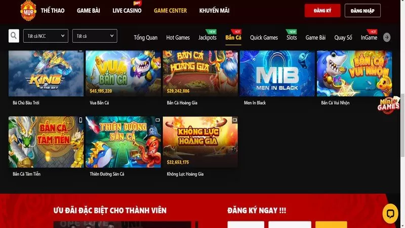 Bắn cá là sảnh chơi cuốn hút được đông đảo hội viên tham gia tại MU9